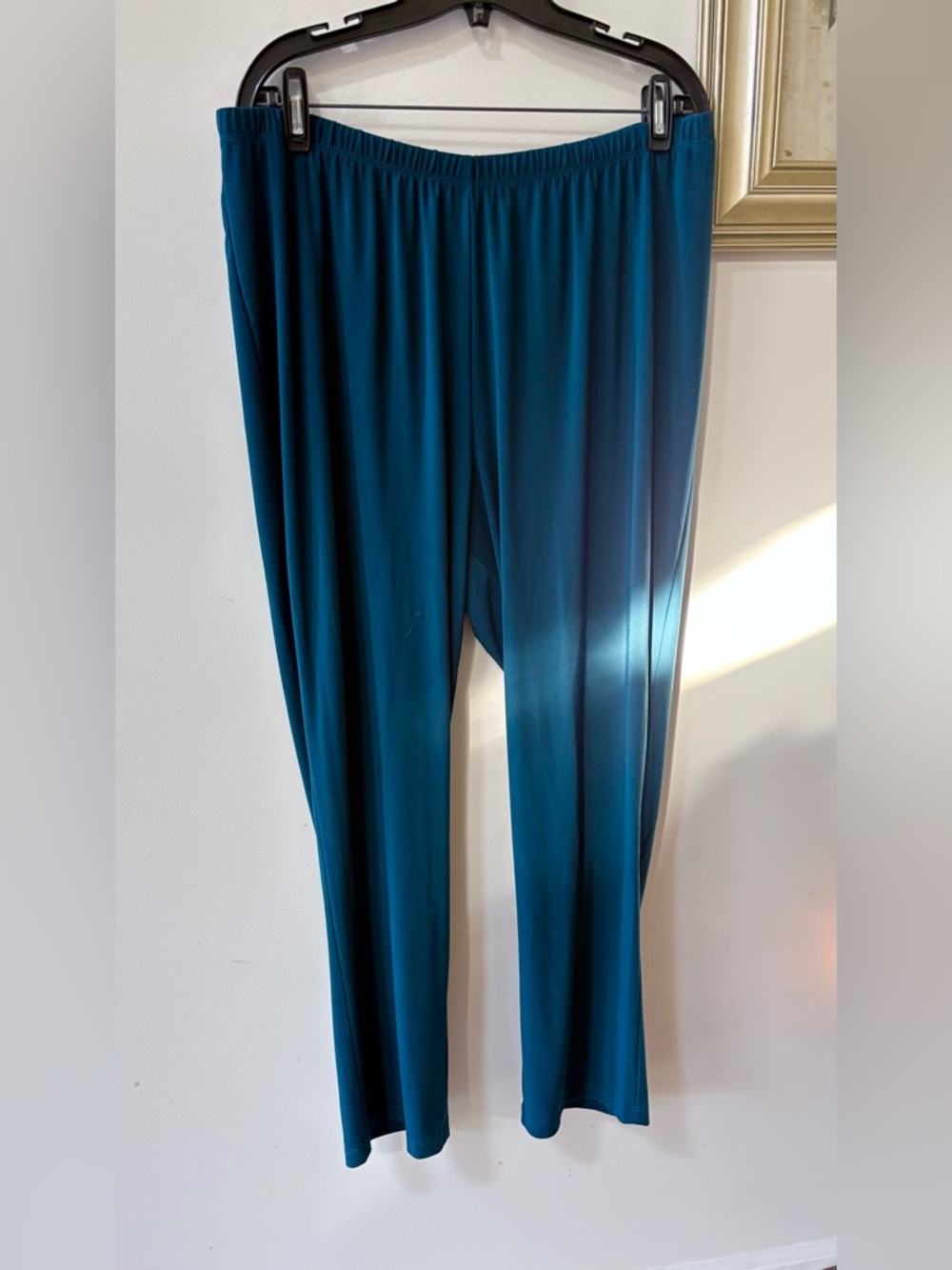 Slinky Brand Teal V-Neck Sequin Shoulder Tunic with Matching Slacks - Picture 3 of 8